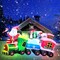Christmas Inflatable Santa Train Decoration for Outdoor, 8ft Long Santa Claus Penguin Train Blow up Decoration with Flashing Lights Christmas Indoor Outdoor Yard Holiday Display Party Decor